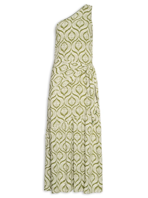 Vestido Midi Crepe Estampa Jardim – Verde