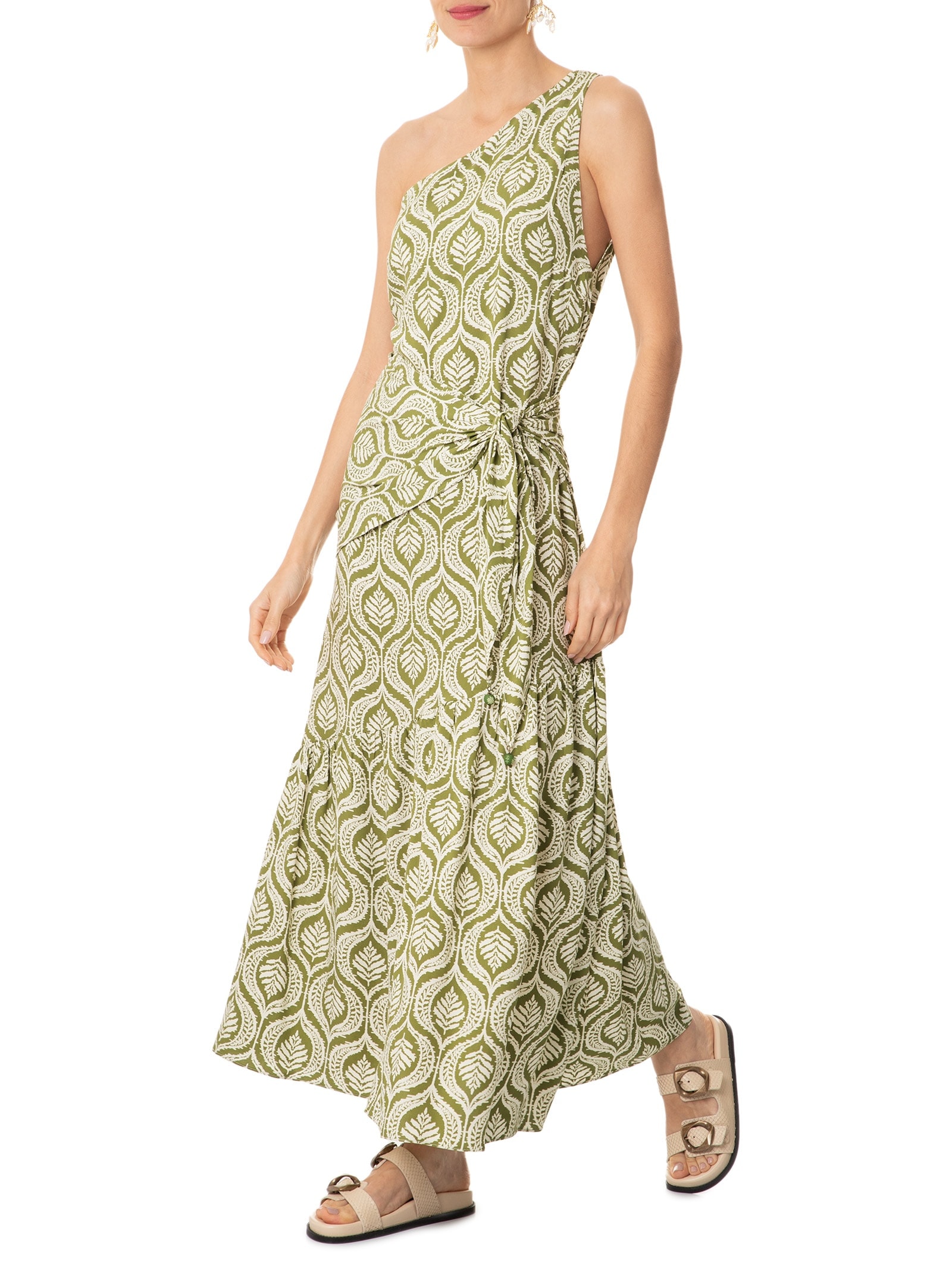 Vestido Midi Crepe Estampa Jardim Verde Dress To