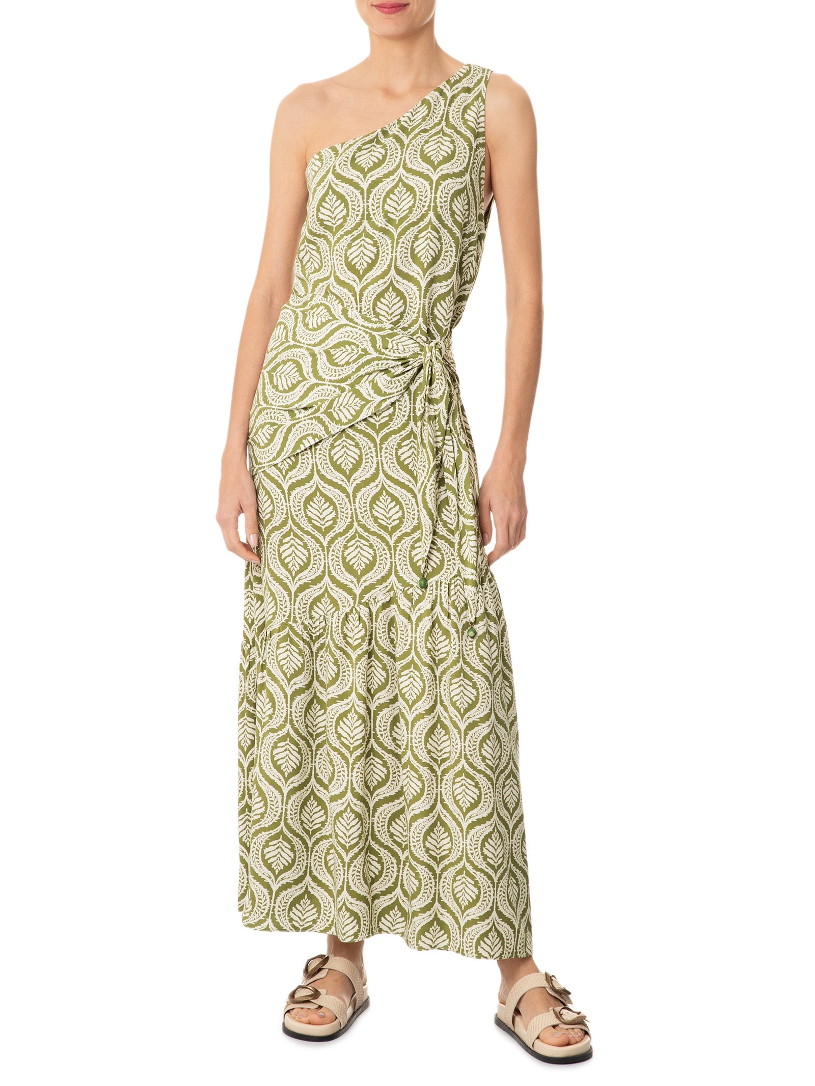 Vestido Midi Crepe Estampa Jardim Verde Dress To