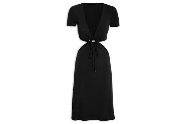 Vestido Midi Cross Neck - Preto