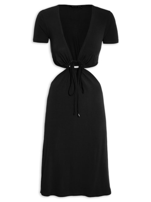 Vestido Midi Cross Neck – Preto
