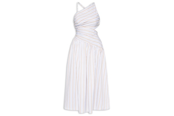 Vestido Midi Cut Out Listrado - Azul