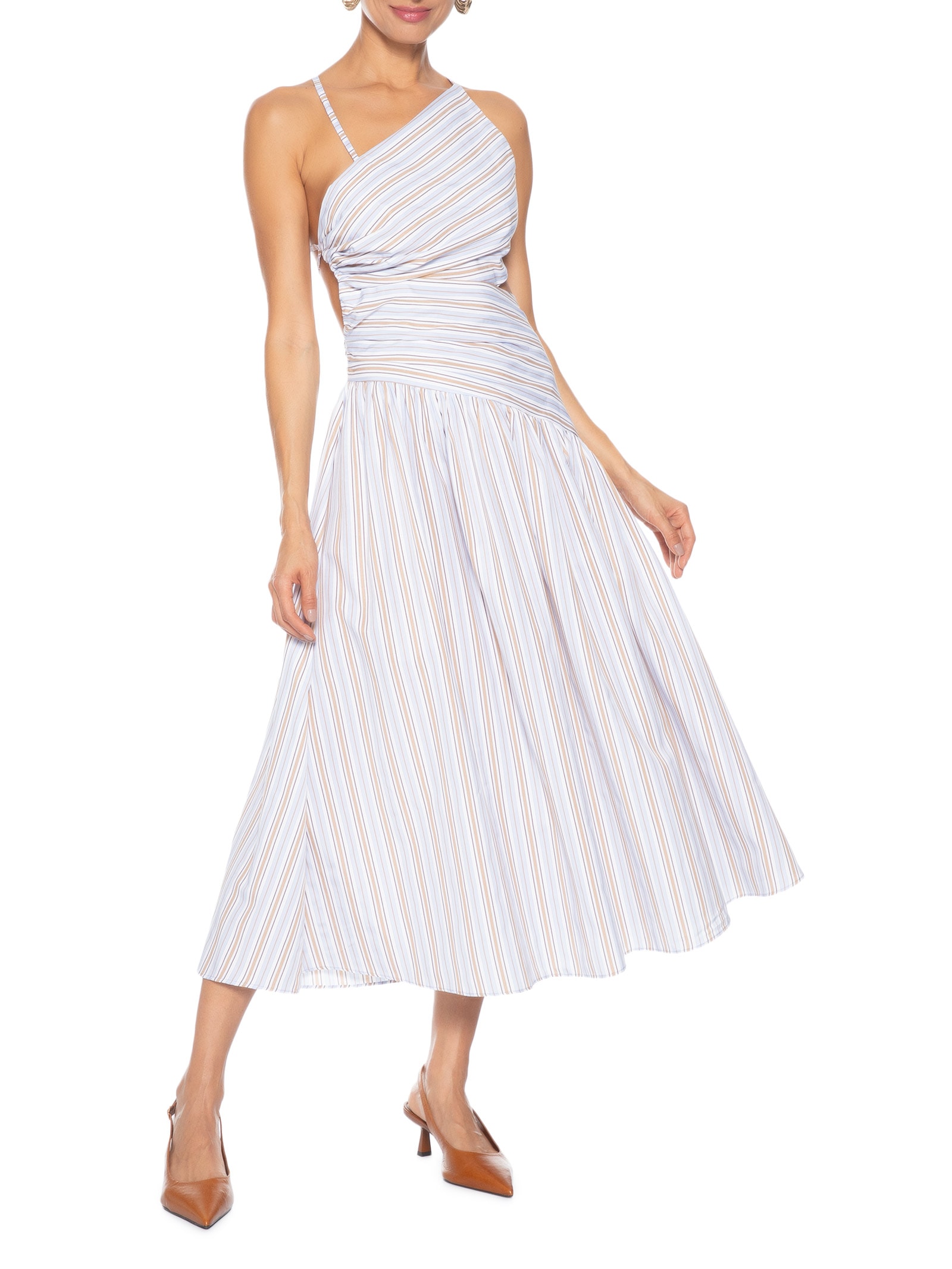 Vestido Midi Cut Out Listrado Azul '2Essential