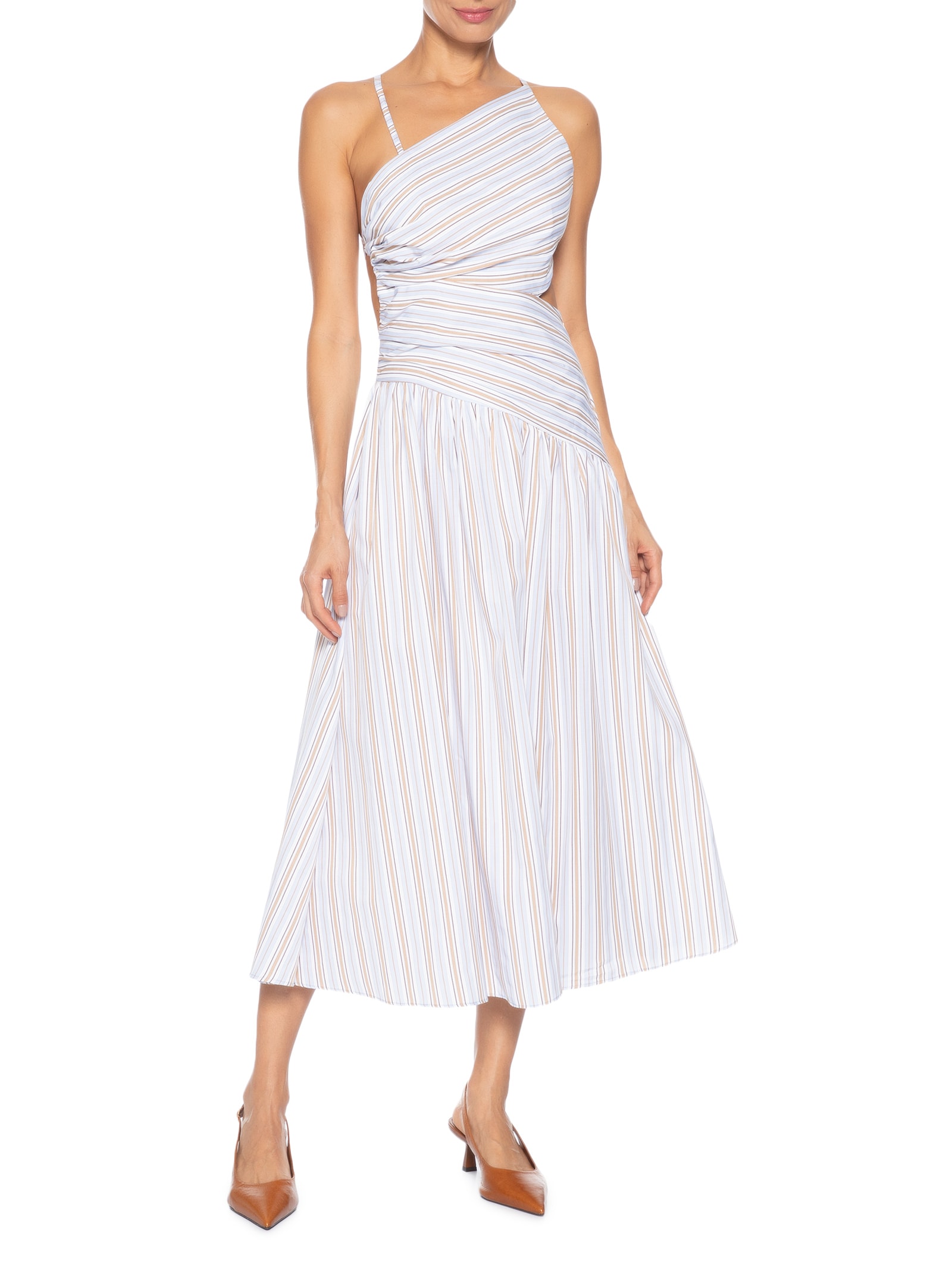Vestido Midi Cut Out Listrado Azul '2Essential