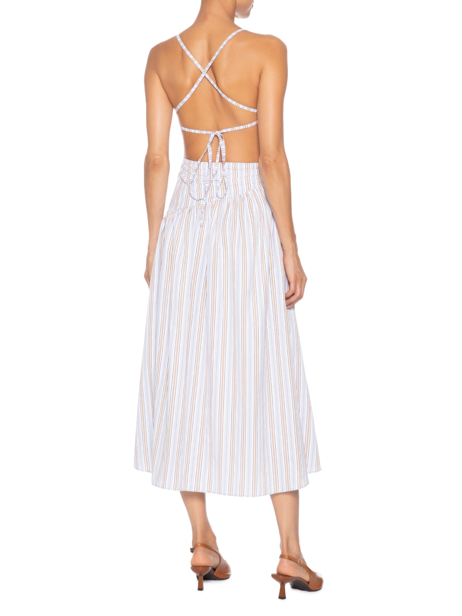 Vestido Midi Cut Out Listrado Azul '2Essential