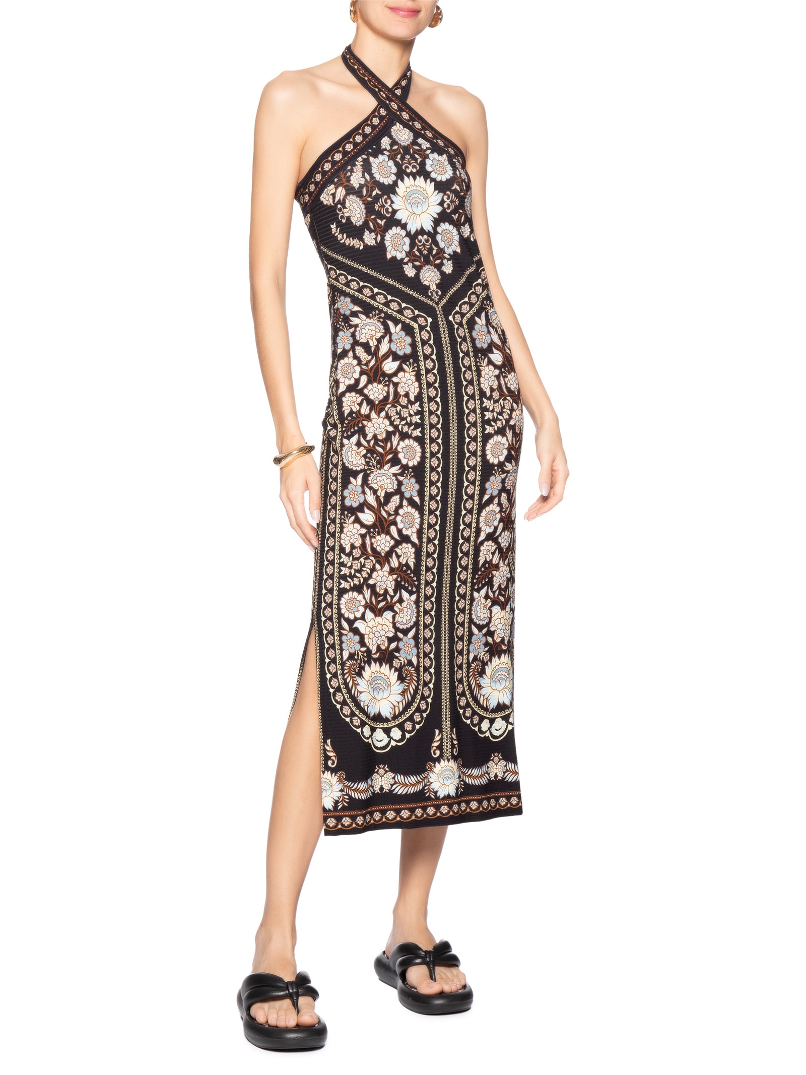 Vestido Midi Daniela Preto Farm