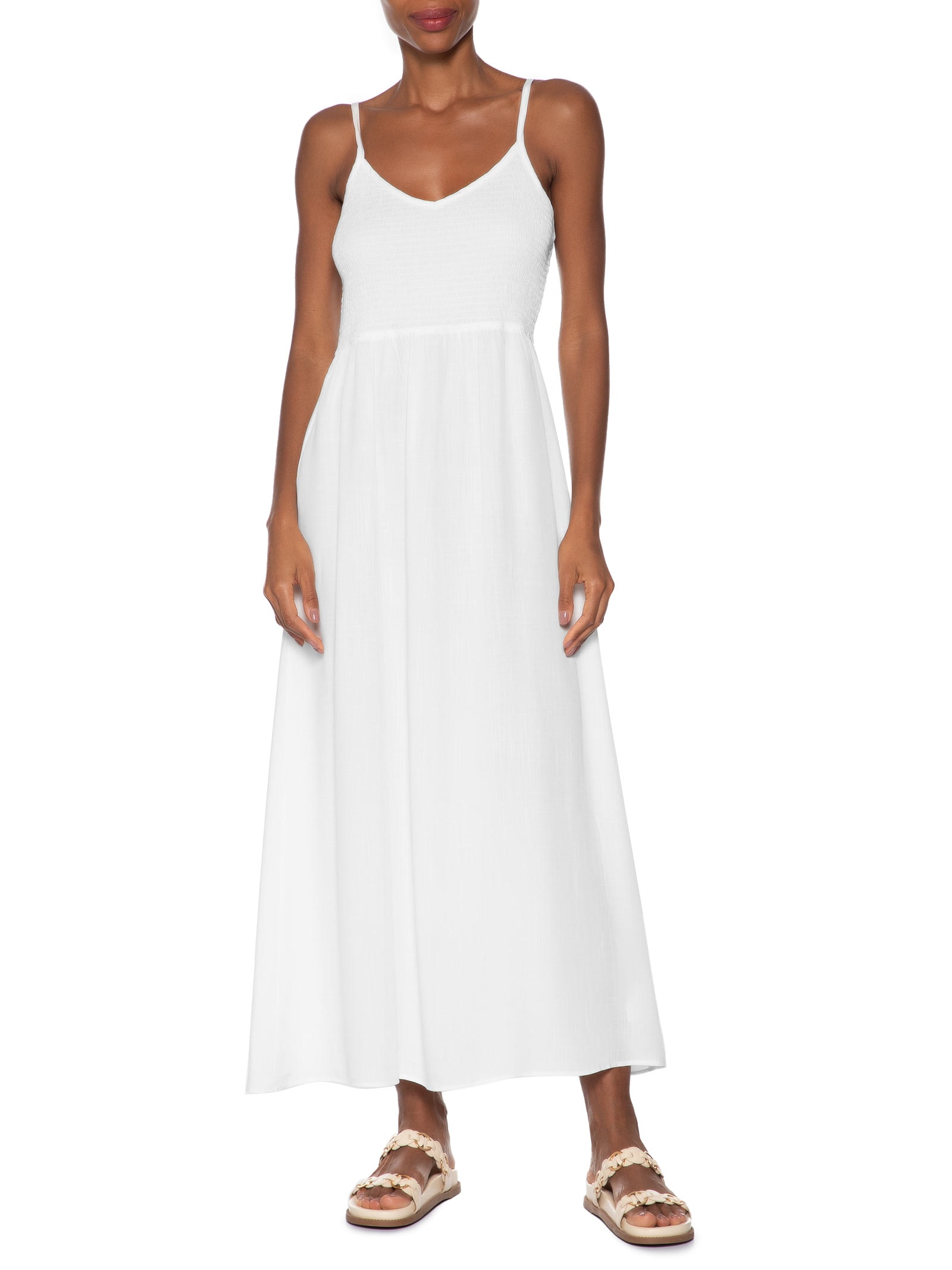 Vestido Midi De Alça Branco Basiq