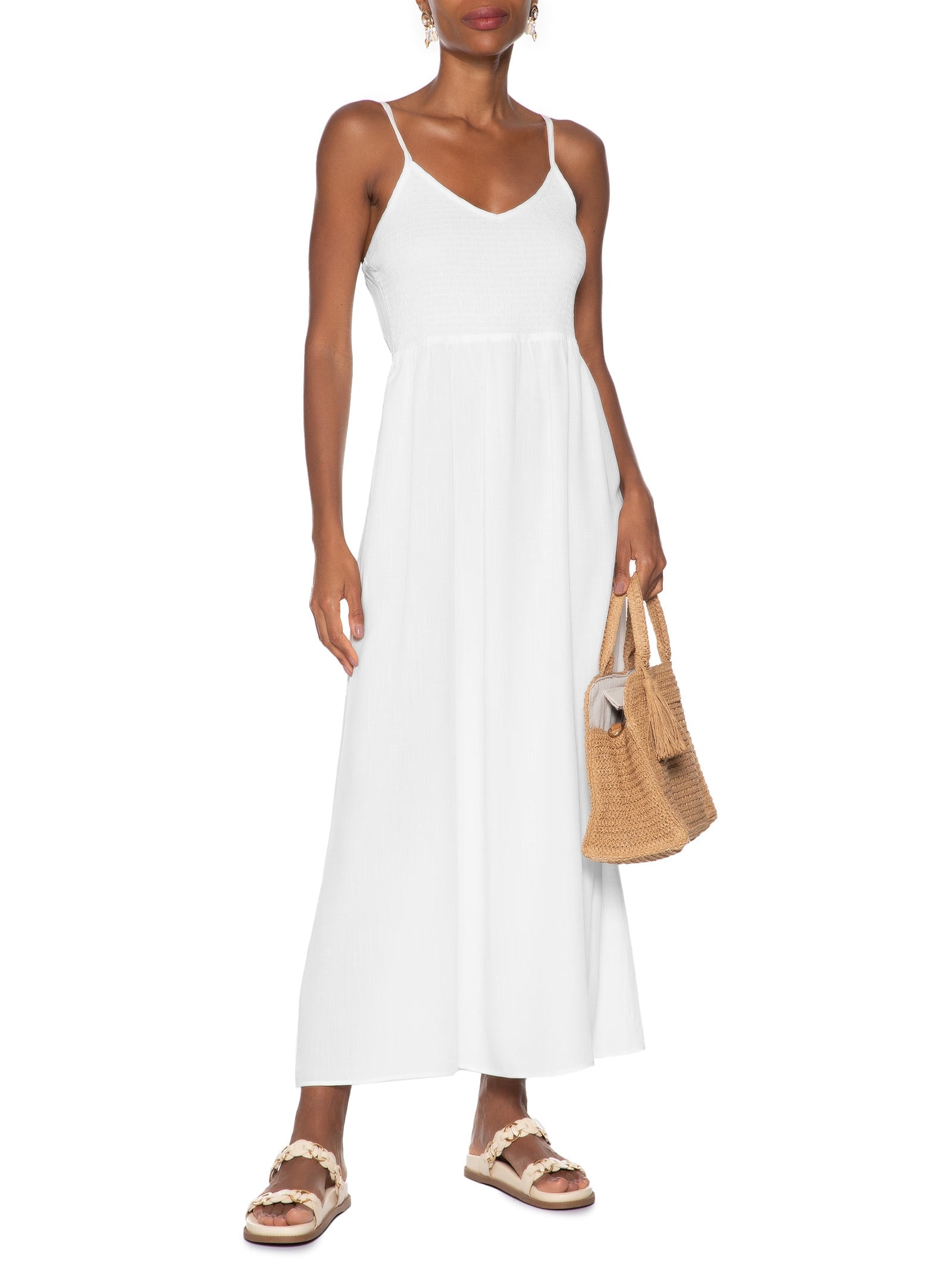 Vestido Midi De Alça Branco Basiq