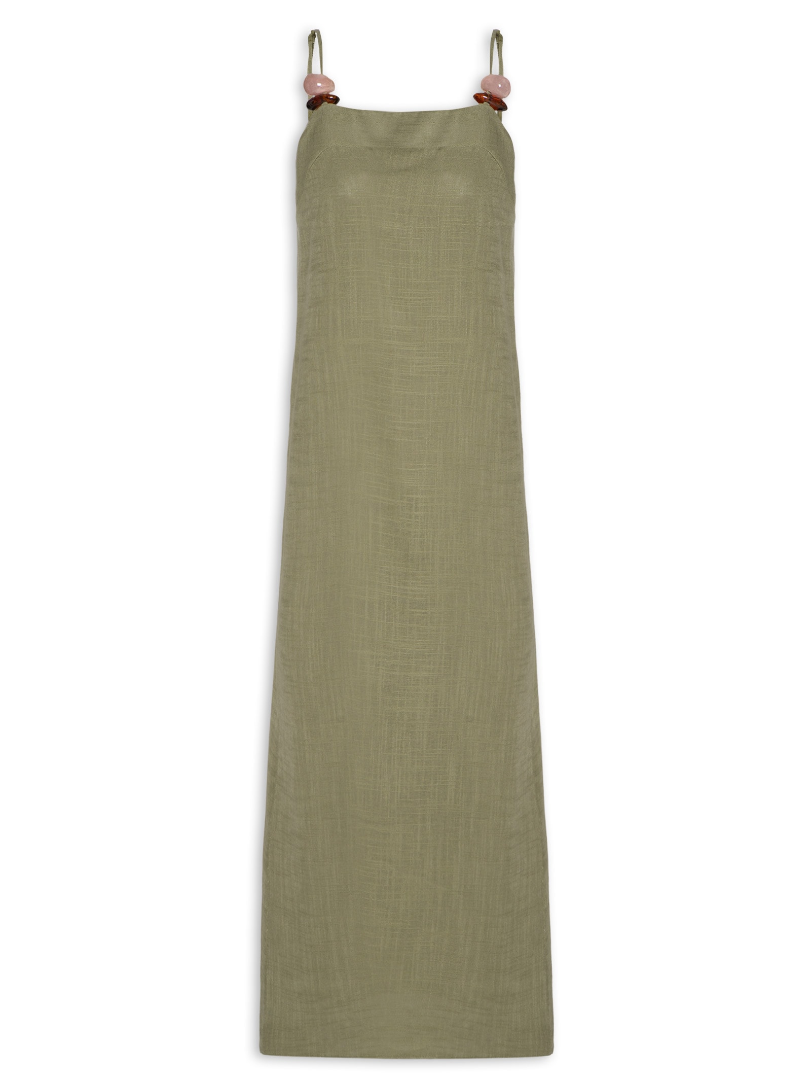 Vestido Midi De Alça Linho Verde My Favorite Things