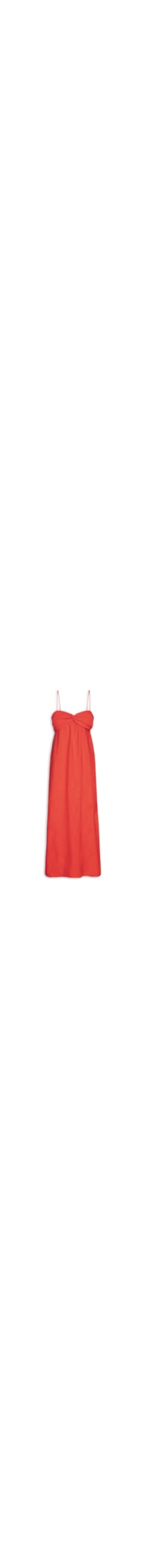 Vestido Midi De Alça Vermelho Busto Franzido - Vermelho