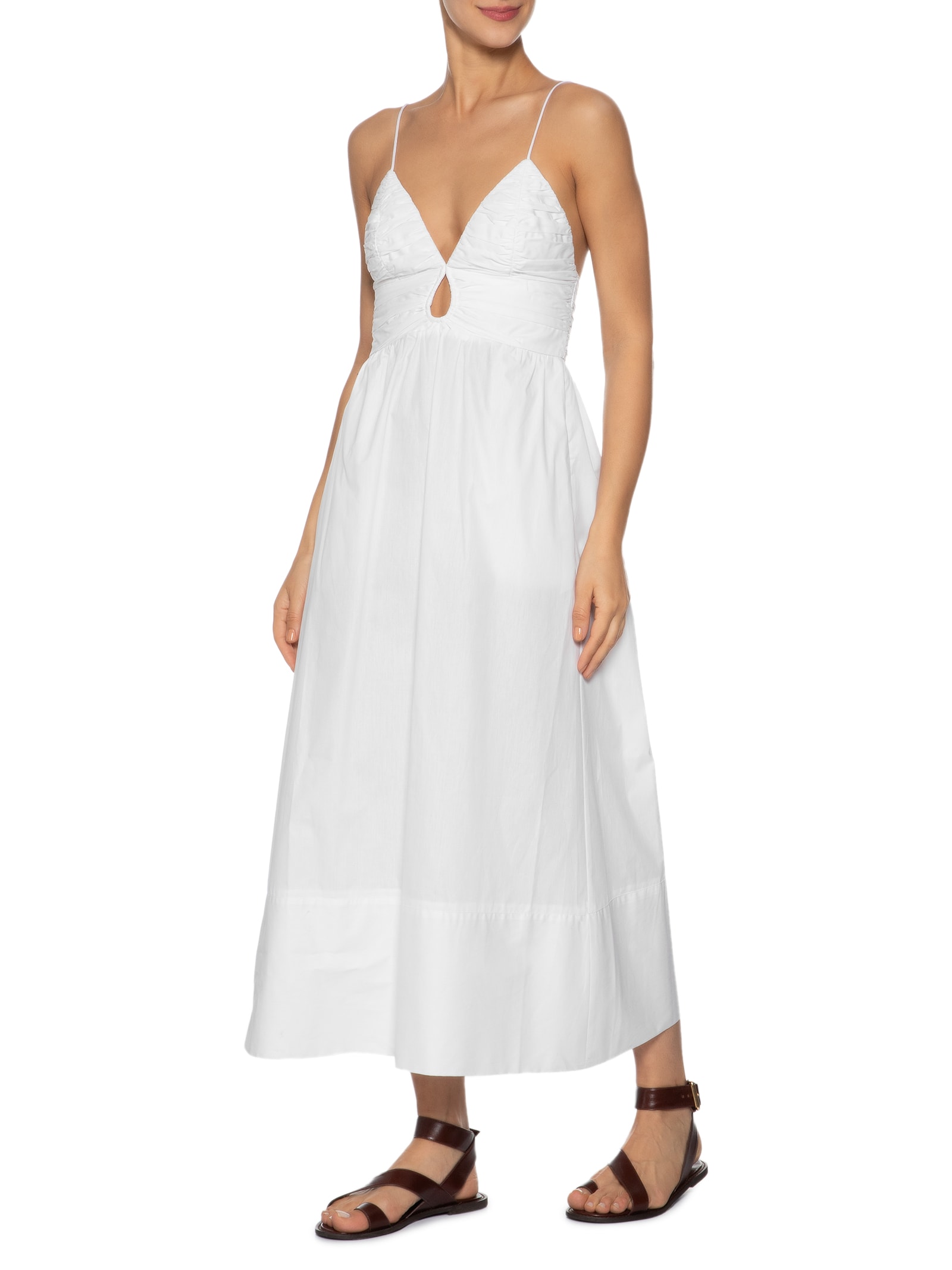 Vestido Midi De Algodão Branco Animale