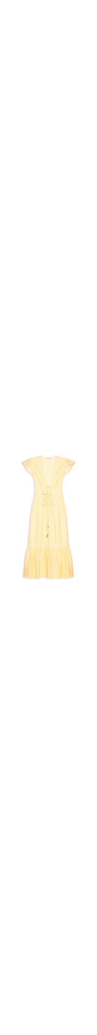 Vestido Midi De Algodão Maquinetado - Amarelo