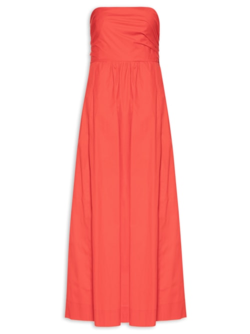 Vestido Midi De Algodão - Vermelho