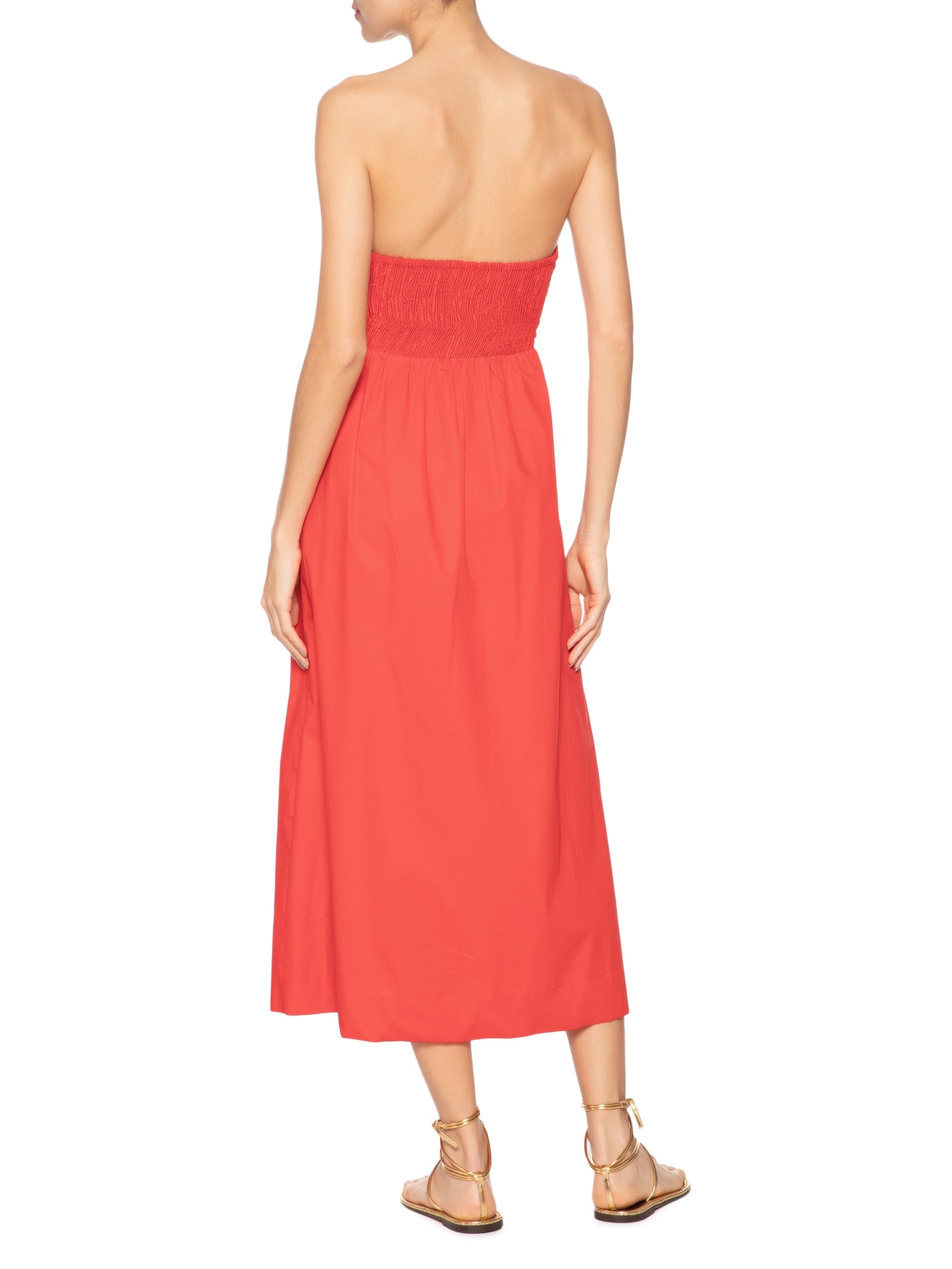 Vestido Midi De Algodão Vermelho Animale