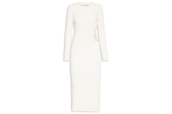 Vestido Midi de Malha Texturizada – Off White