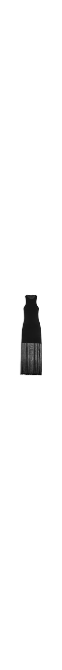 Vestido Midi De Tricot Com Transparência - Preto