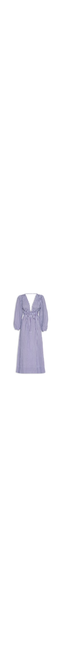 Vestido Midi de Voil Listrado - Roxo