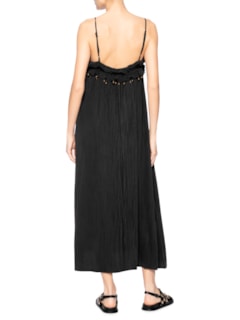 Vestido Midi Decote Babado - Preto by MARIA FILÓ