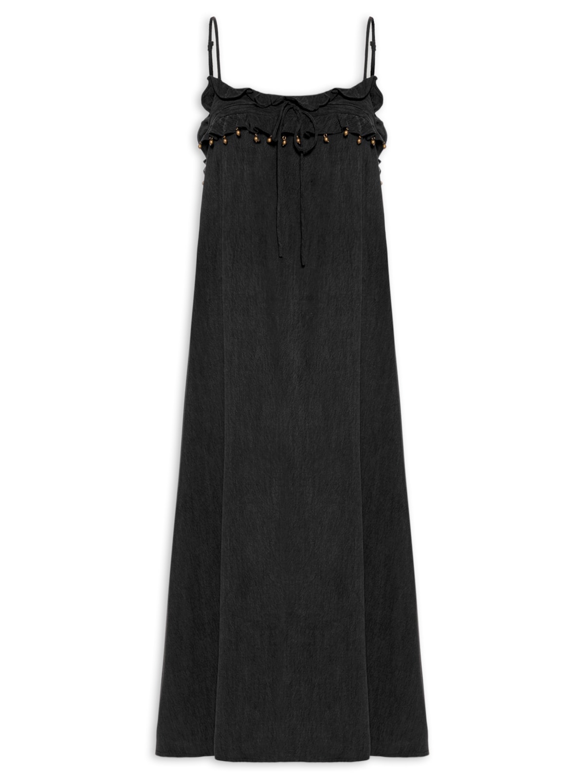 Vestido Midi Decote Babado - Preto by MARIA FILÓ