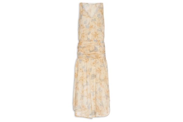 Vestido Midi Decote Estampa Flora - Bege