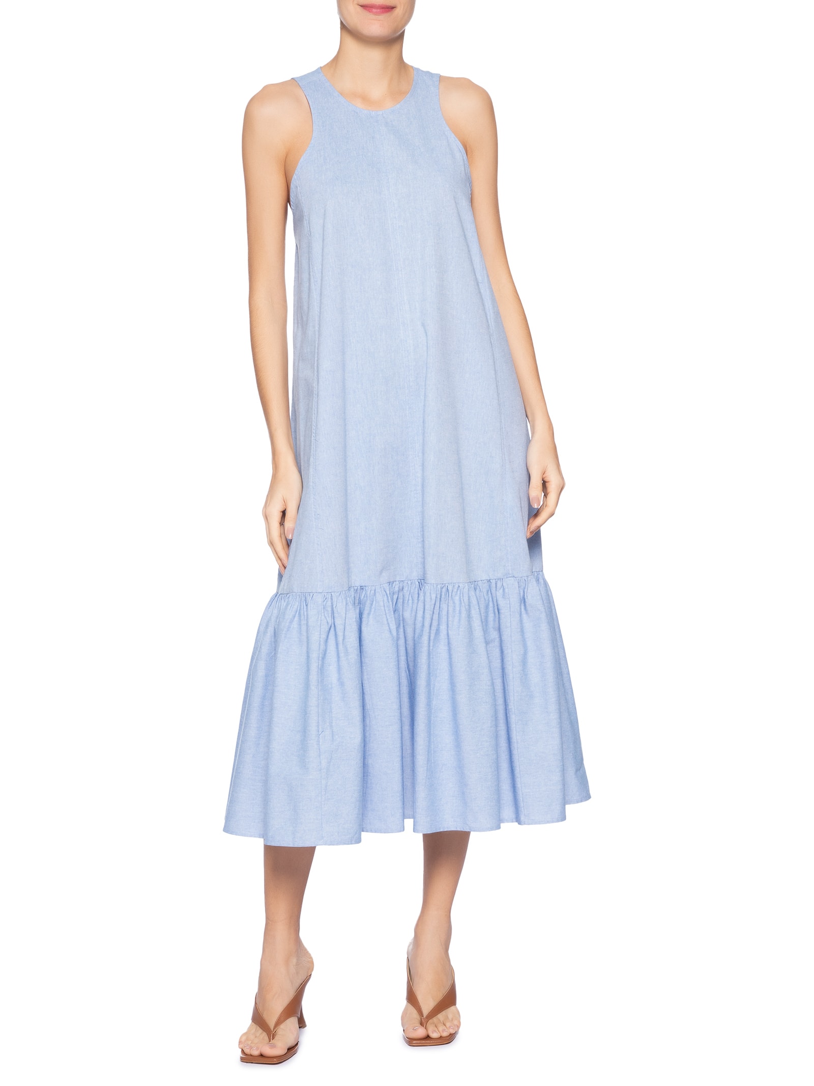 Vestido Midi Decote Halter Azul Animale