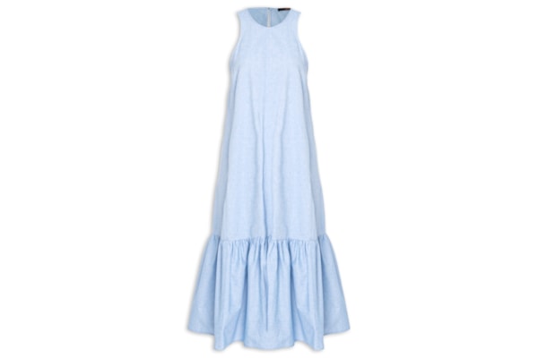 Vestido Midi Decote Halter – Azul