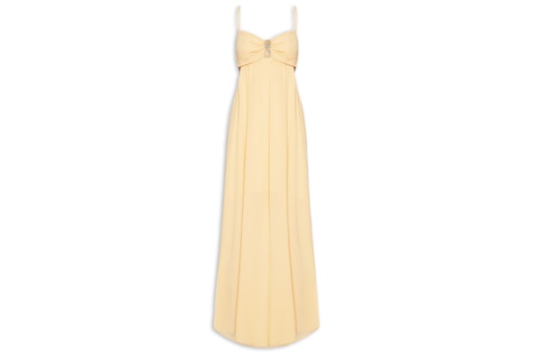 Vestido Midi Decote Metal - Amarelo