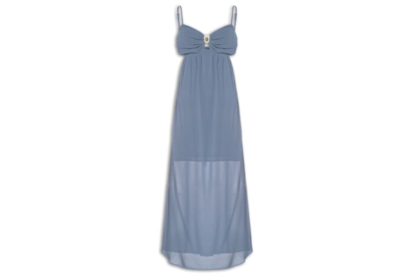 Vestido Midi Decote Metal - Azul