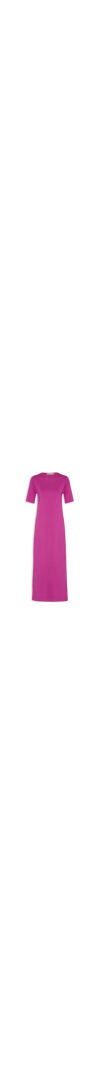 Vestido Midi Decote Redondo Em Viscose - Rosa