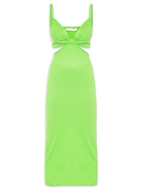Vestido Midi Decote Torção Tricot - Verde