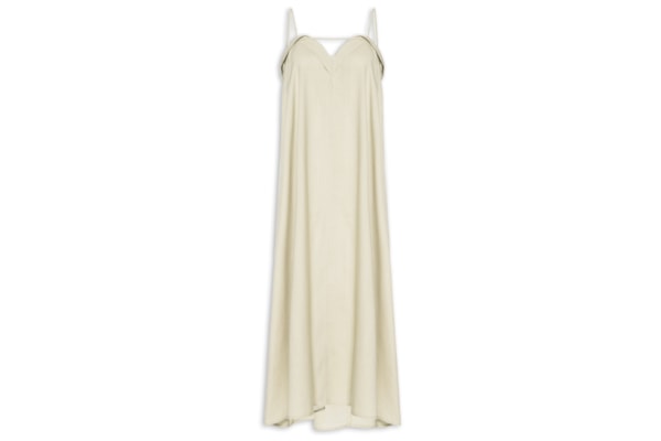 Vestido Midi Decote V - Bege