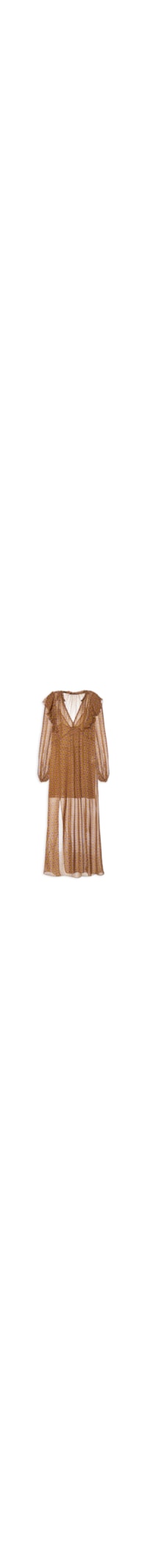 Vestido Midi Decote V Estampado - Amarelo