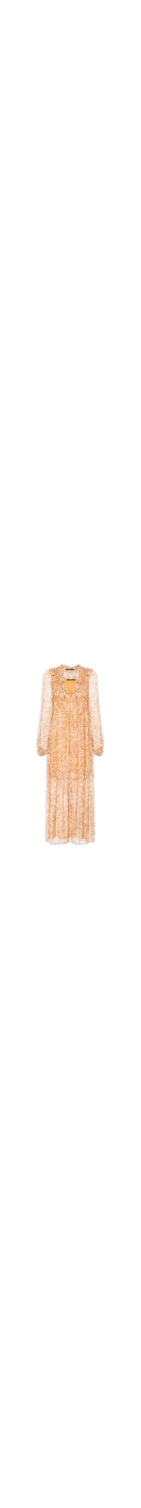Vestido Midi Decote V Estampado - Bege