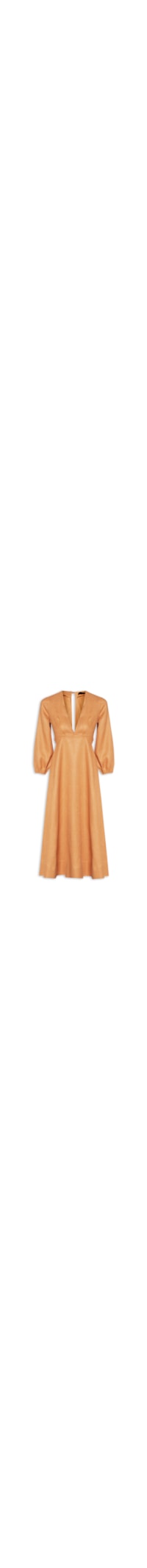 Vestido Midi Decote V - Laranja