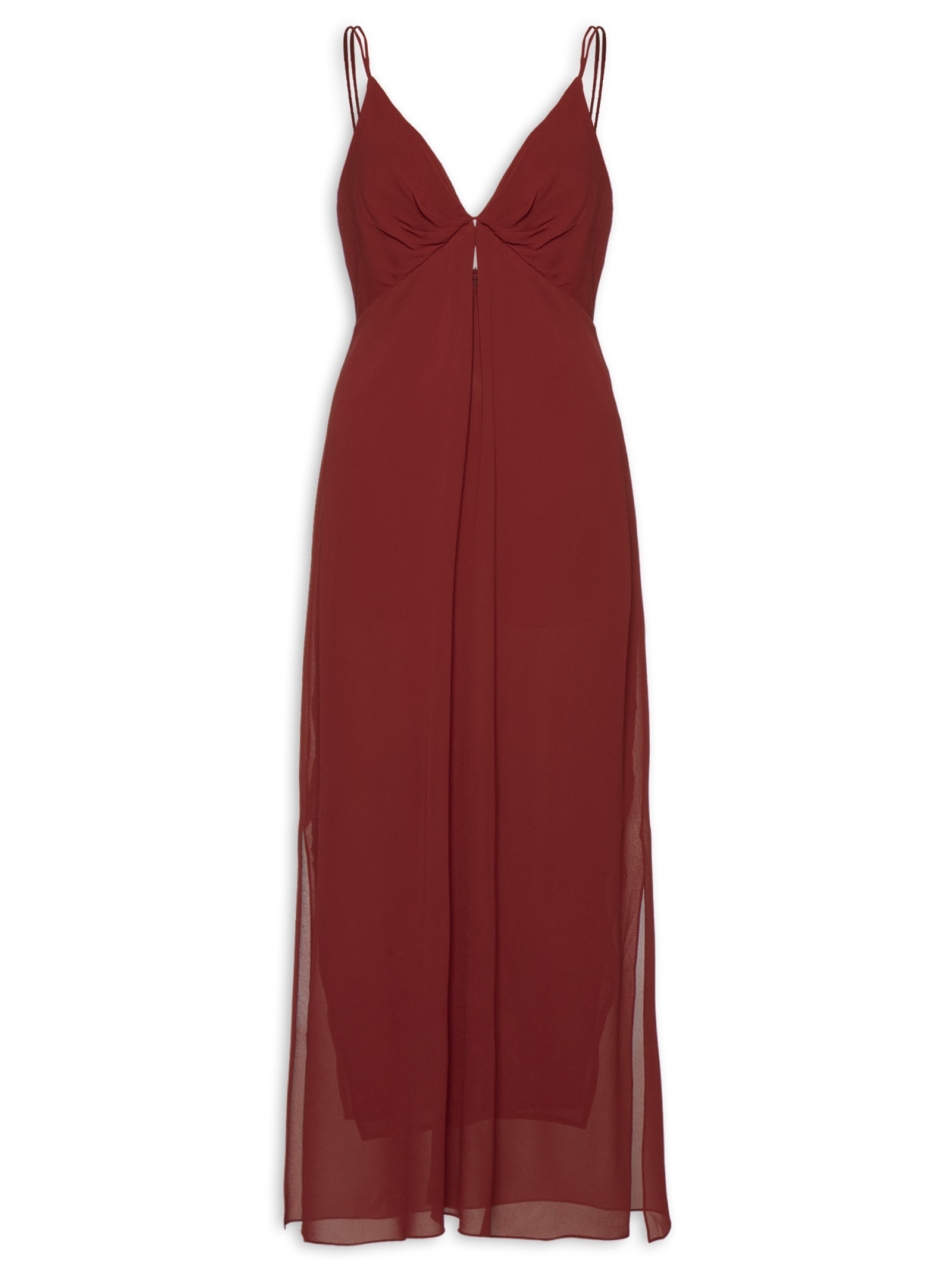 Vestido Midi Decote V Vermelho Animale