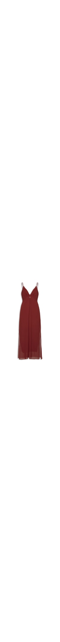 Vestido Midi Decote V - Vermelho