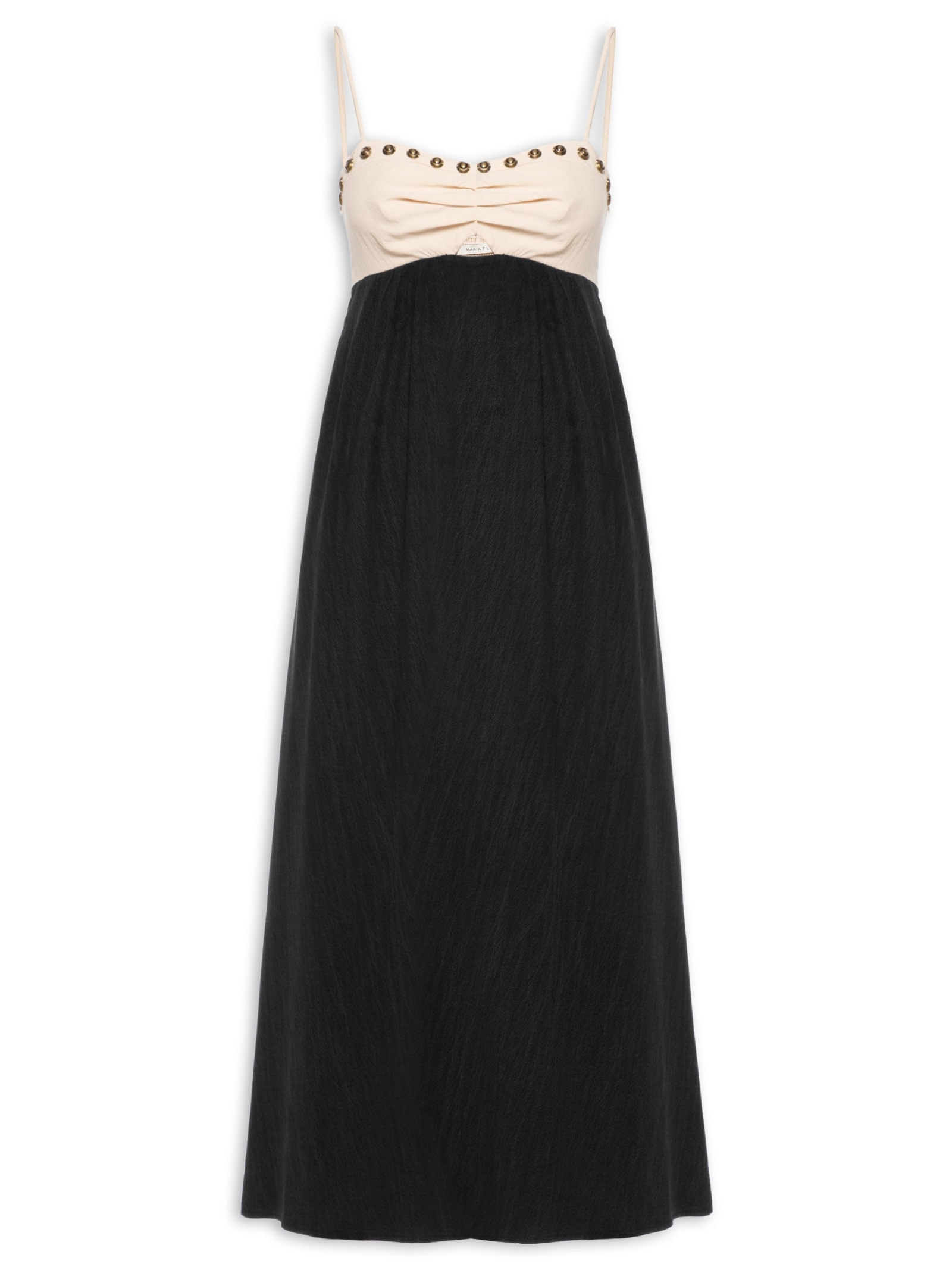 Vestido Midi Decote Vazado Preto Maria Filó