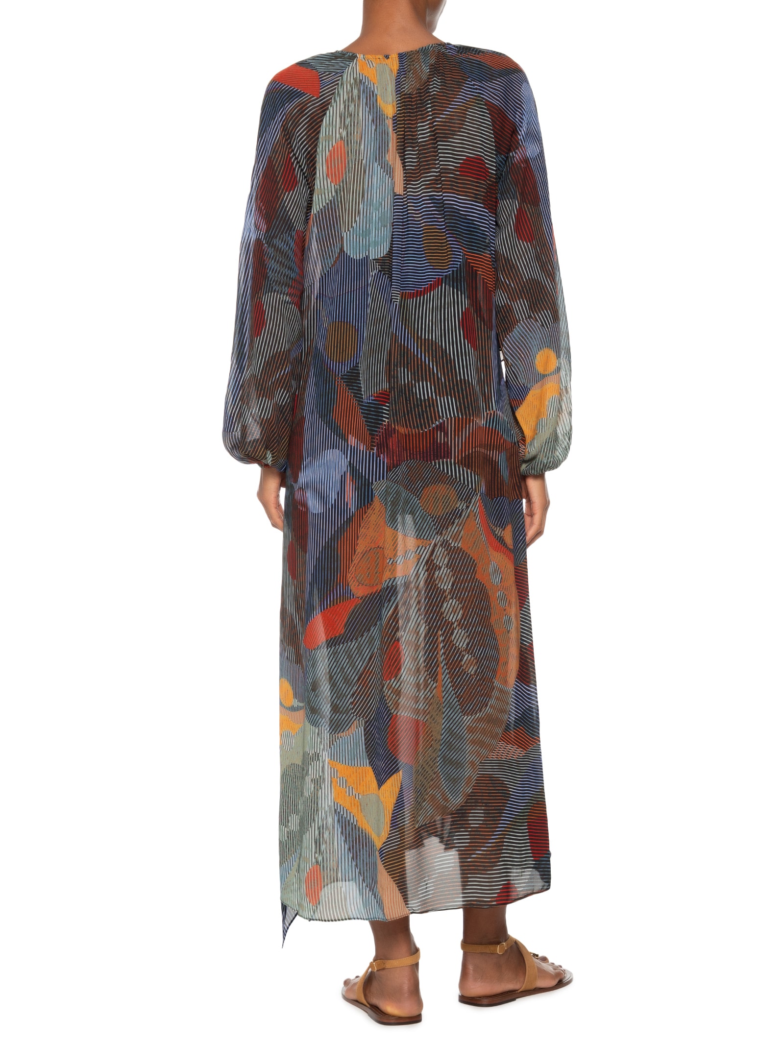 Vestido Midi Desconstruído Folhagem Isla Azul Animale