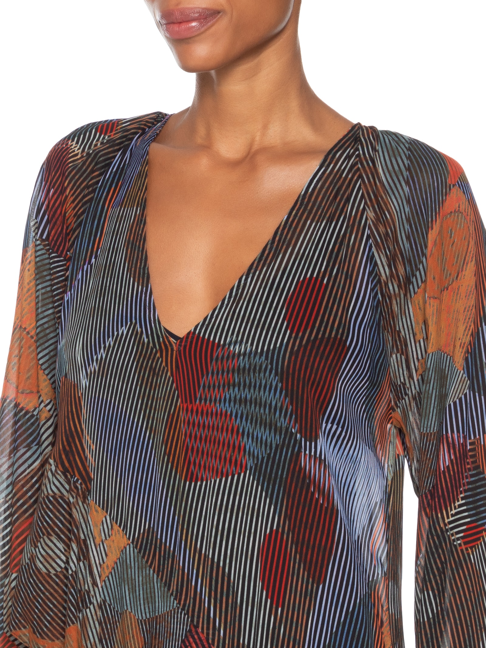 Vestido Midi Desconstruído Folhagem Isla Azul Animale