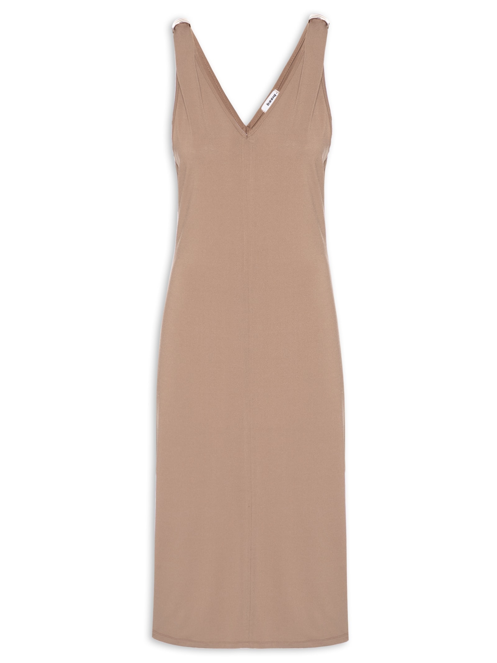 Vestido Midi Detalhe Em Metal Bege Basiq