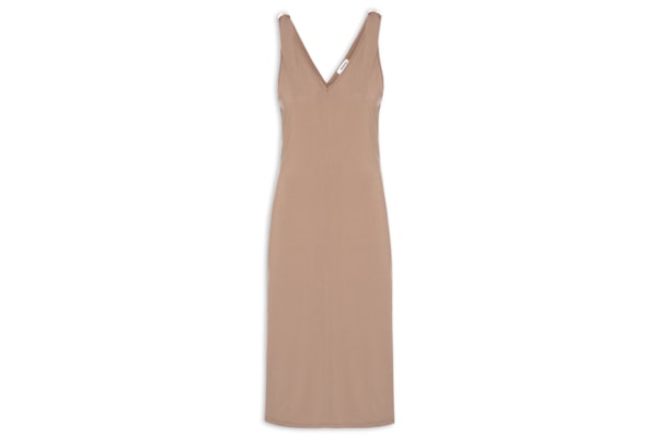 Vestido Midi Detalhe Em Metal - Bege