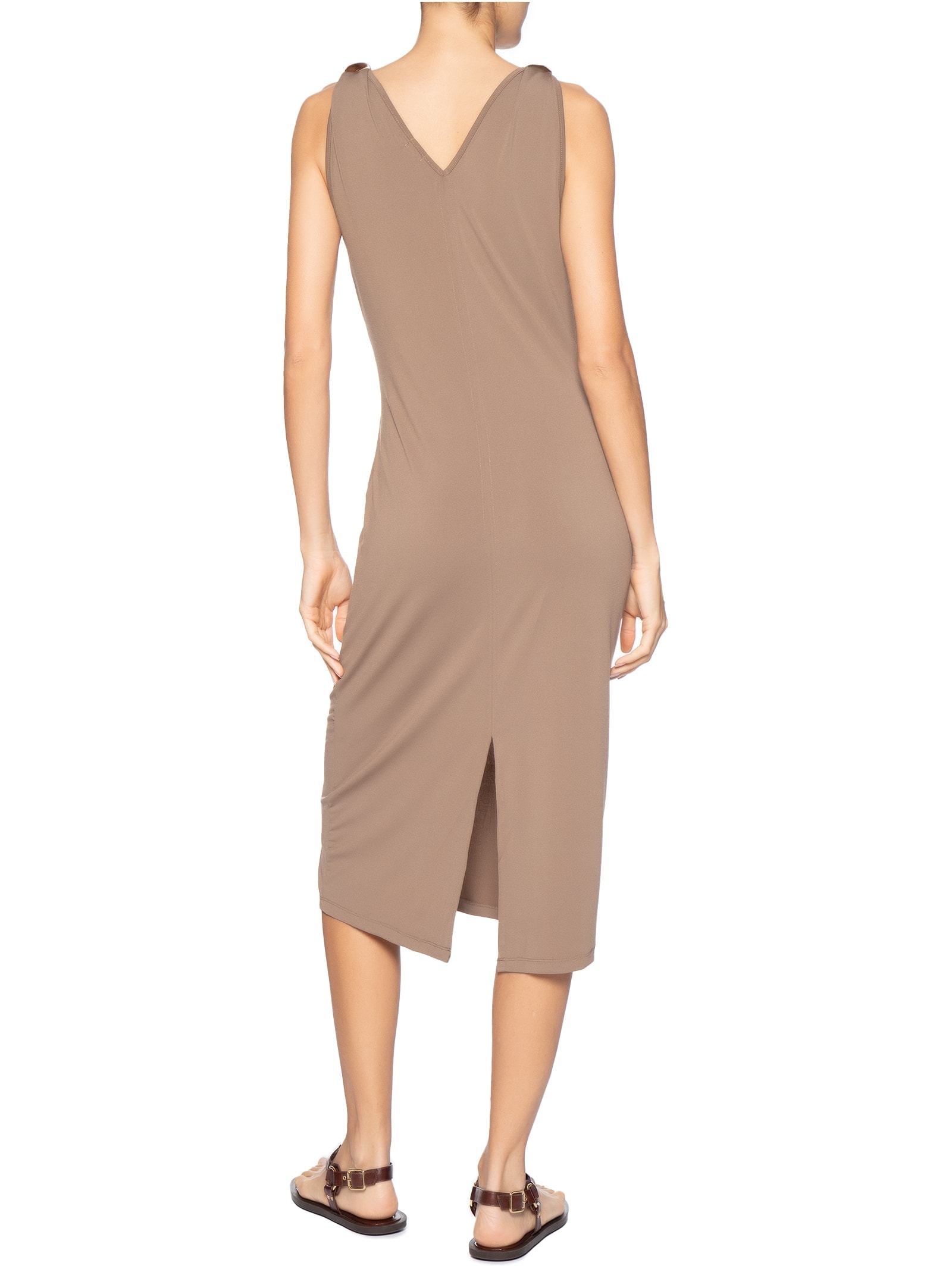 Vestido Midi Detalhe Em Metal Bege Basiq