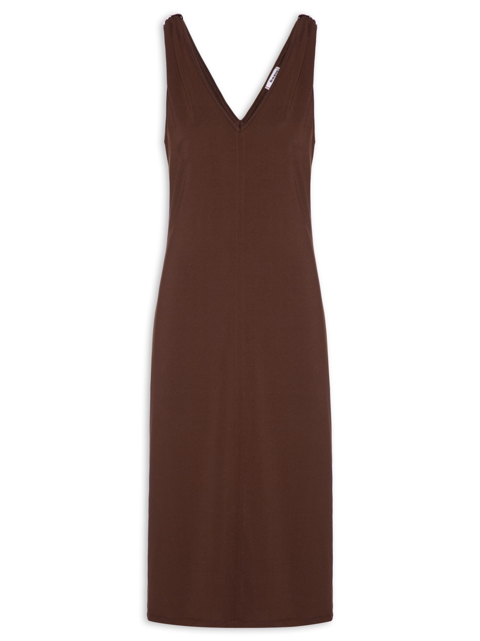 Vestido Midi Detalhe Em Metal Marrom Basiq