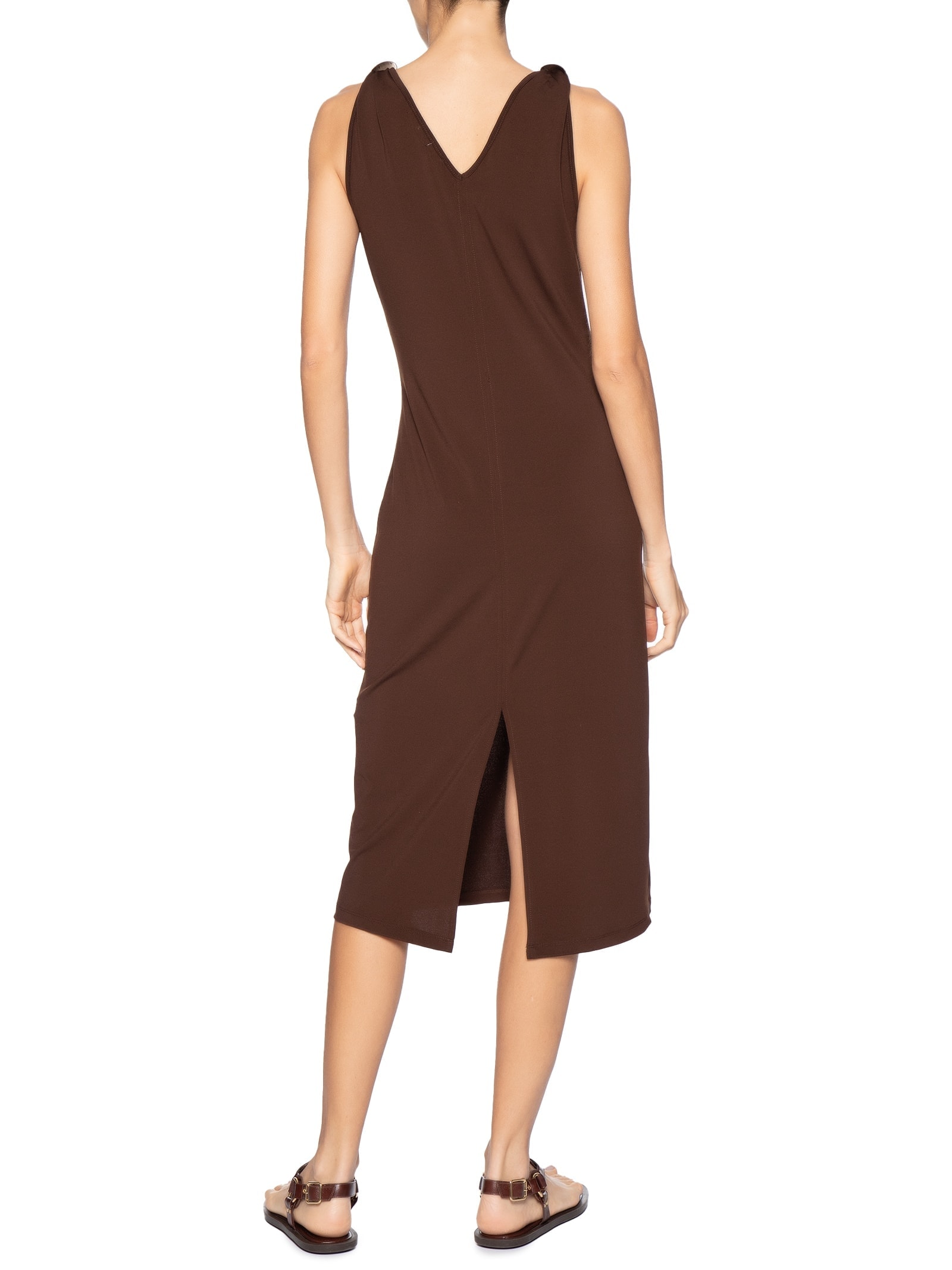 Vestido Midi Detalhe Em Metal Marrom Basiq