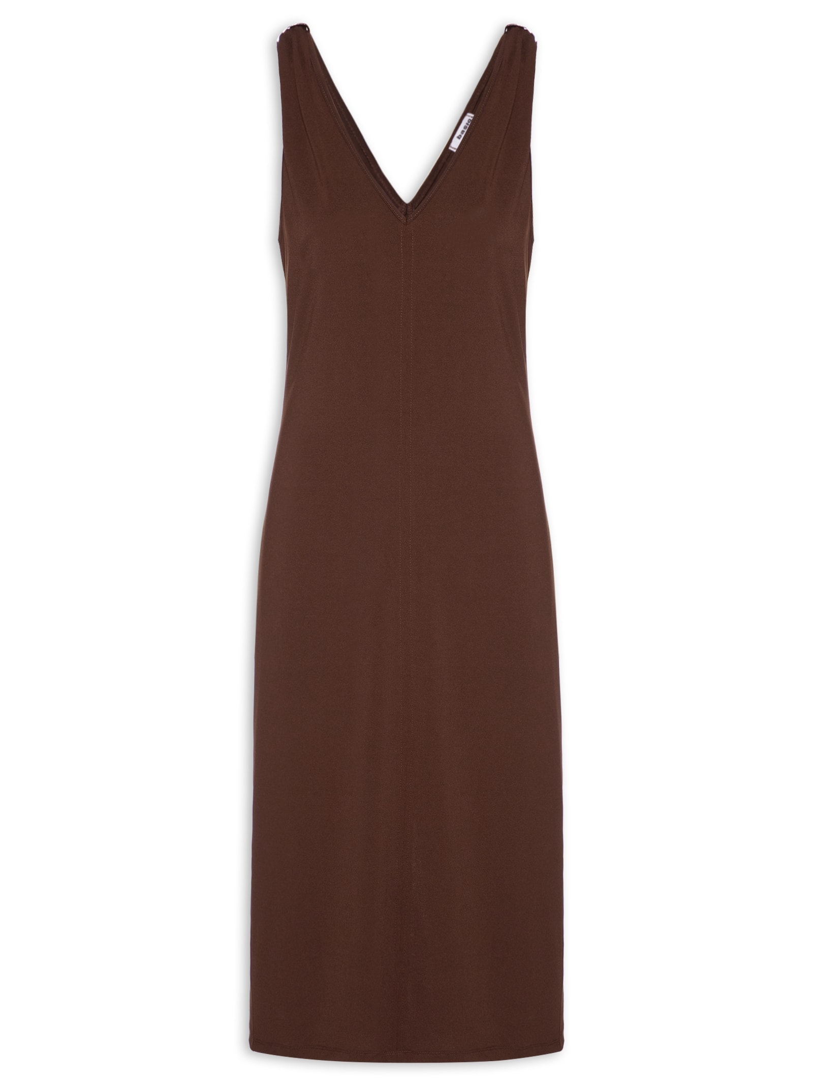 Vestido Midi Detalhe Em Metal Marrom Basiq