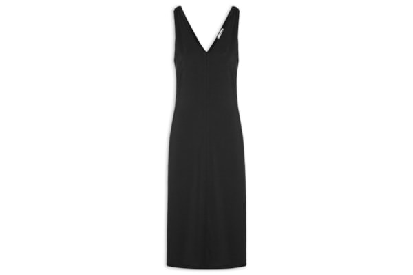 Vestido Midi Detalhe Em Metal - Preto