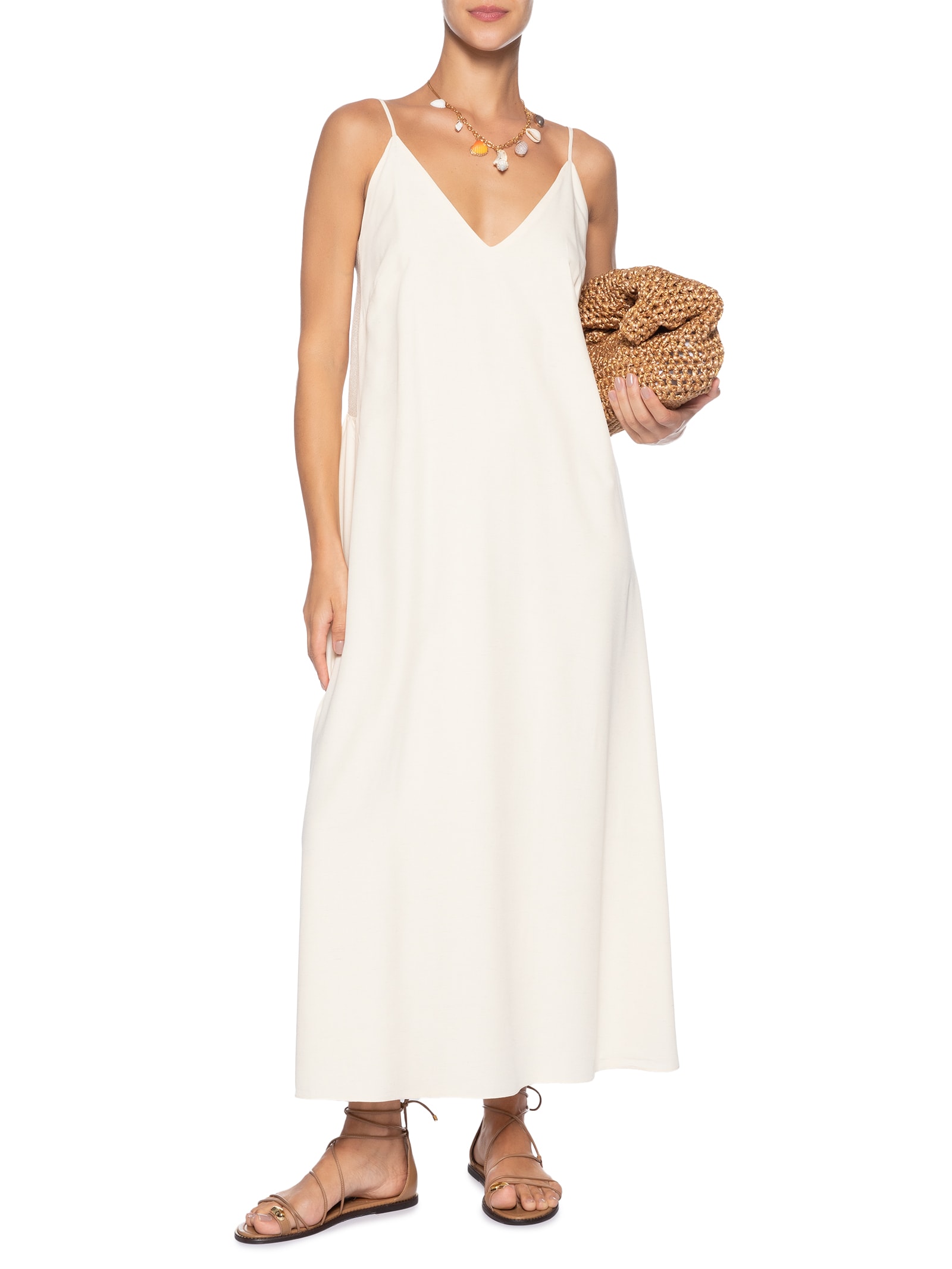 Vestido Midi Detalhe Tela – Bege Dress To