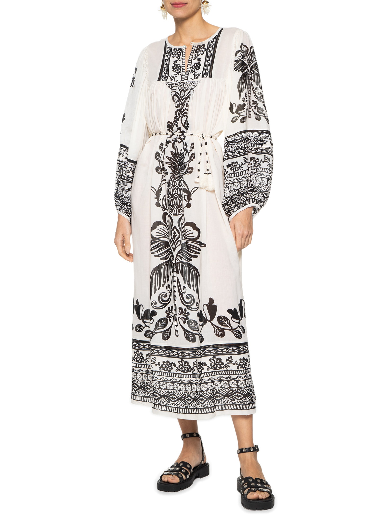 Vestido Midi Doce Caminho Off White Farm
