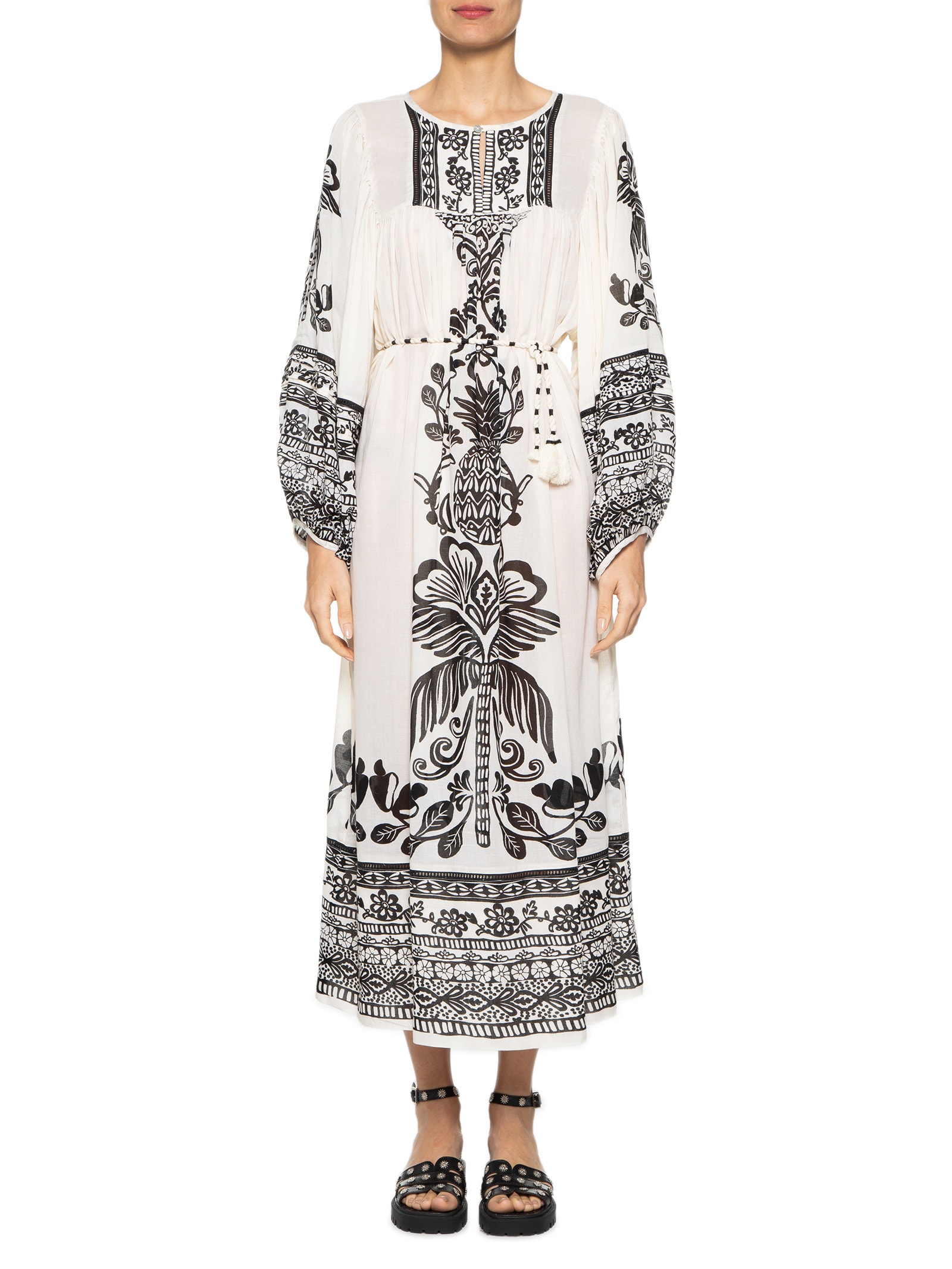 Vestido Midi Doce Caminho Off White Farm