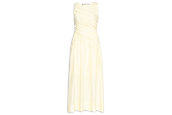 Vestido Midi Drapeado - Amarelo